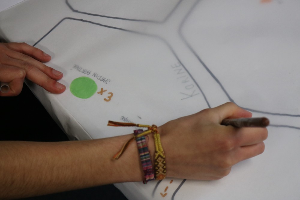 Atelier du 7 juin - Zoom carto Geneviève | Geneviève nous dit que le jardin partagé de la maille Katerine est le 3e lieu de ressources alimentaires dans lequel elle va le plus souvent. 